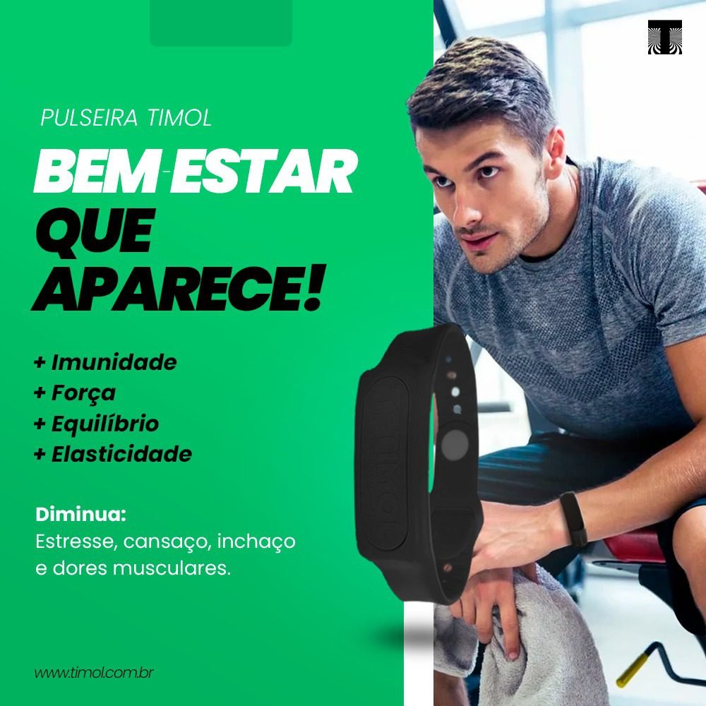 O Abraço do Sol em Seu Pulso Imagine recarregar suas energias com a mesma vitalidade dos primeiros raios solares, não importa onde você esteja. Nossa Pulseira com Infravermelho Longo faz exatamente isso! Desenvolvida com tecnologia avançada, ela recreia os benefícios do infravermelho longo presente no sol da manhã, oferecendo um bem-estar contínuo para o seu corpo. Diga Adeus às Dores e Olá à Vitalidade Sabe aquelas dores musculares que insistem em aparecer, limitando seus movimentos e seu dia? Com o uso da pulseira, você sentirá um alívio notável. O infravermelho longo atua profundamente, ajudando a combater dores musculares, melhorar a circulação sanguínea e reduzir inflamações. Mas os benefícios não param por aí! Prepare-se para experimentar uma melhora significativa no seu equilíbrio e um aumento impressionante na sua disposição. É como ter um novo fôlego para encarar os desafios diários, com mais clareza, foco e energia. Viva Cada Momento com Mais Liberdade Não deixe que o cansaço ou as dores te impeçam de viver plenamente. Com a Pulseira com Infravermelho Longo, você estará investindo em sua saúde, bem-estar e qualidade de vida. Desfrute da sensação de ter mais energia, menos dor e um corpo mais alinhado. Sinta o poder do sol da manhã te impulsionando, a cada passo, a cada movimento, a cada novo dia. Experimente a Pulseira com Infravermelho Longo e redescubra o prazer de viver com mais vitalidade!